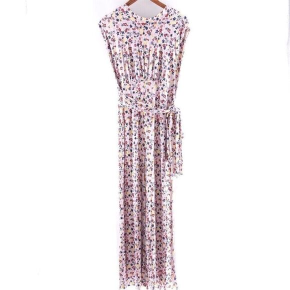 Free People NWT Vibe Check Wide Leg Jumpsuit Tea Ditsy Shell Combo Floral Small - Picture 8 of 11
